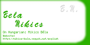 bela mikics business card